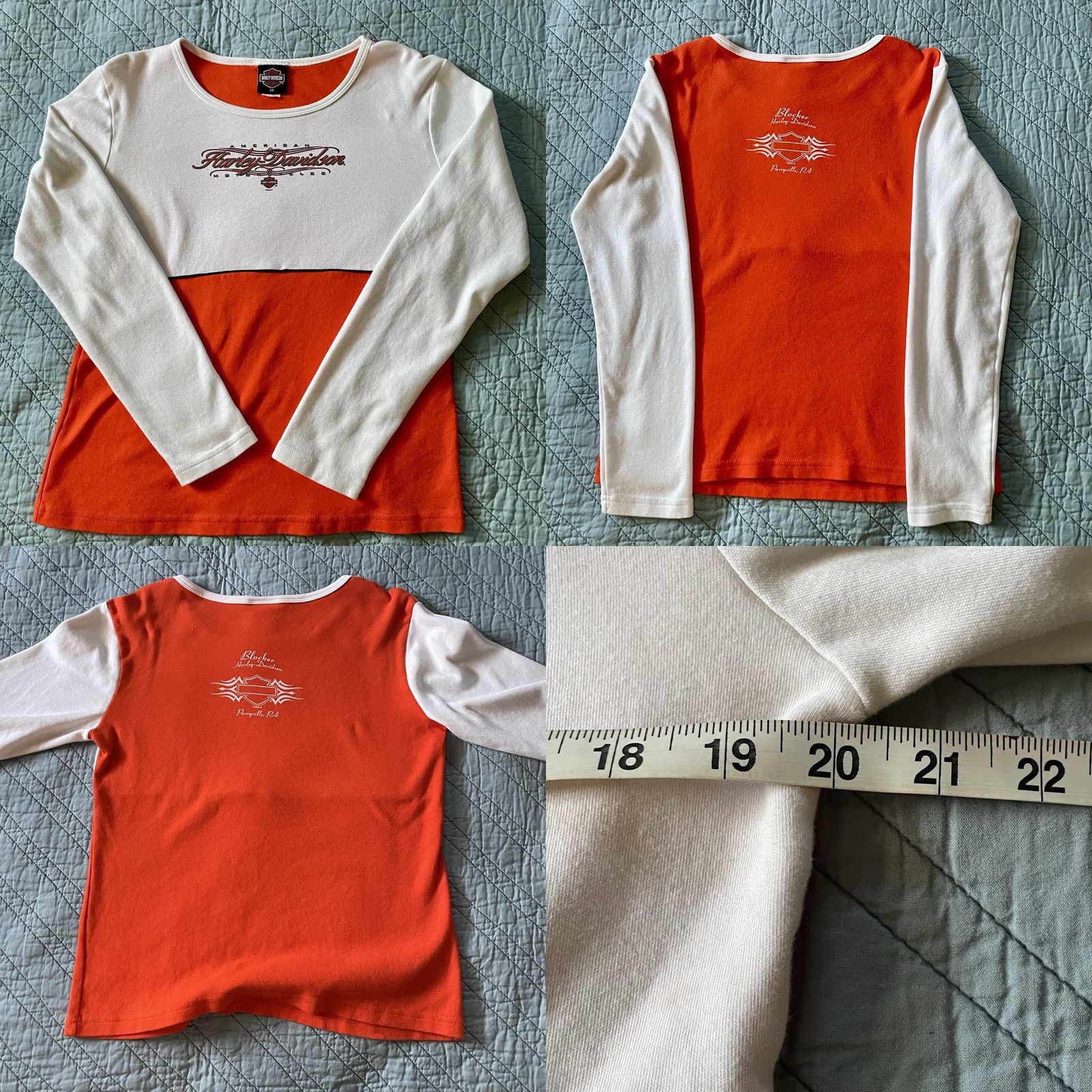 Harley Davidson VINTAGE Harley-Davidson T-Shirt Women 2XL Orange White Long Sleeve Cap Sleeve Crew Neck Logo 70s 80s 90s USA Classic Size XXL / US 16-18 / IT 52-54 - 8 Thumbnail