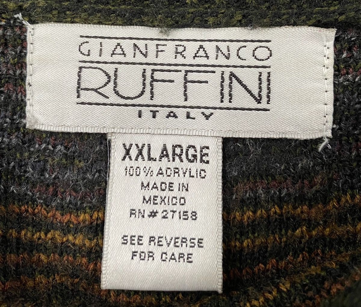 Vintage 90’s Gianfranco Ruffini Green Patterned Knit Sweater 2XL Size US XXL / EU 58 / 5 - 5 Thumbnail