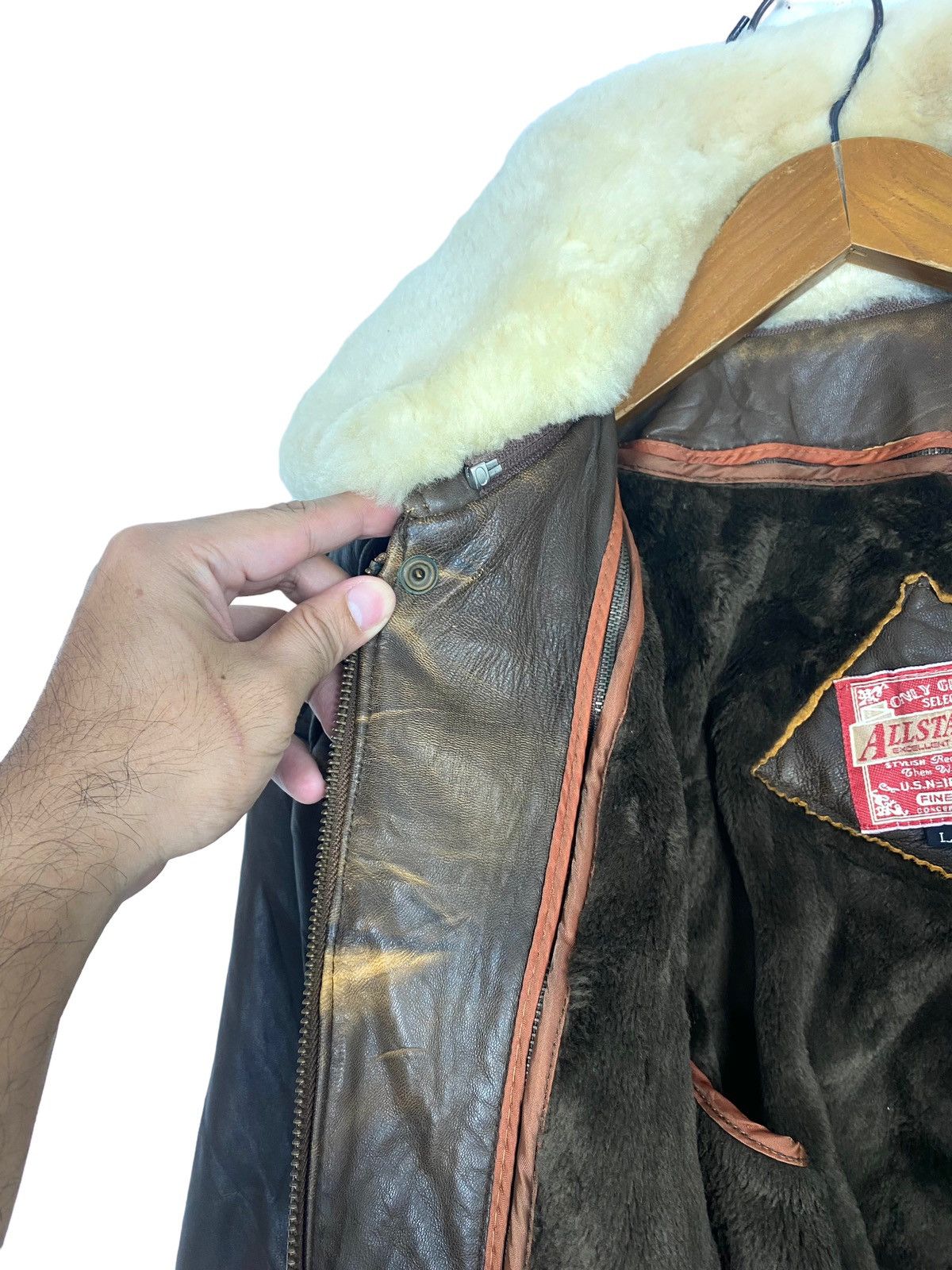 Vintage Rare‼️ Vintage Flight Jacket Sheep Leather Fur Colar Size US M / EU 48-50 / 2 - 12 Thumbnail