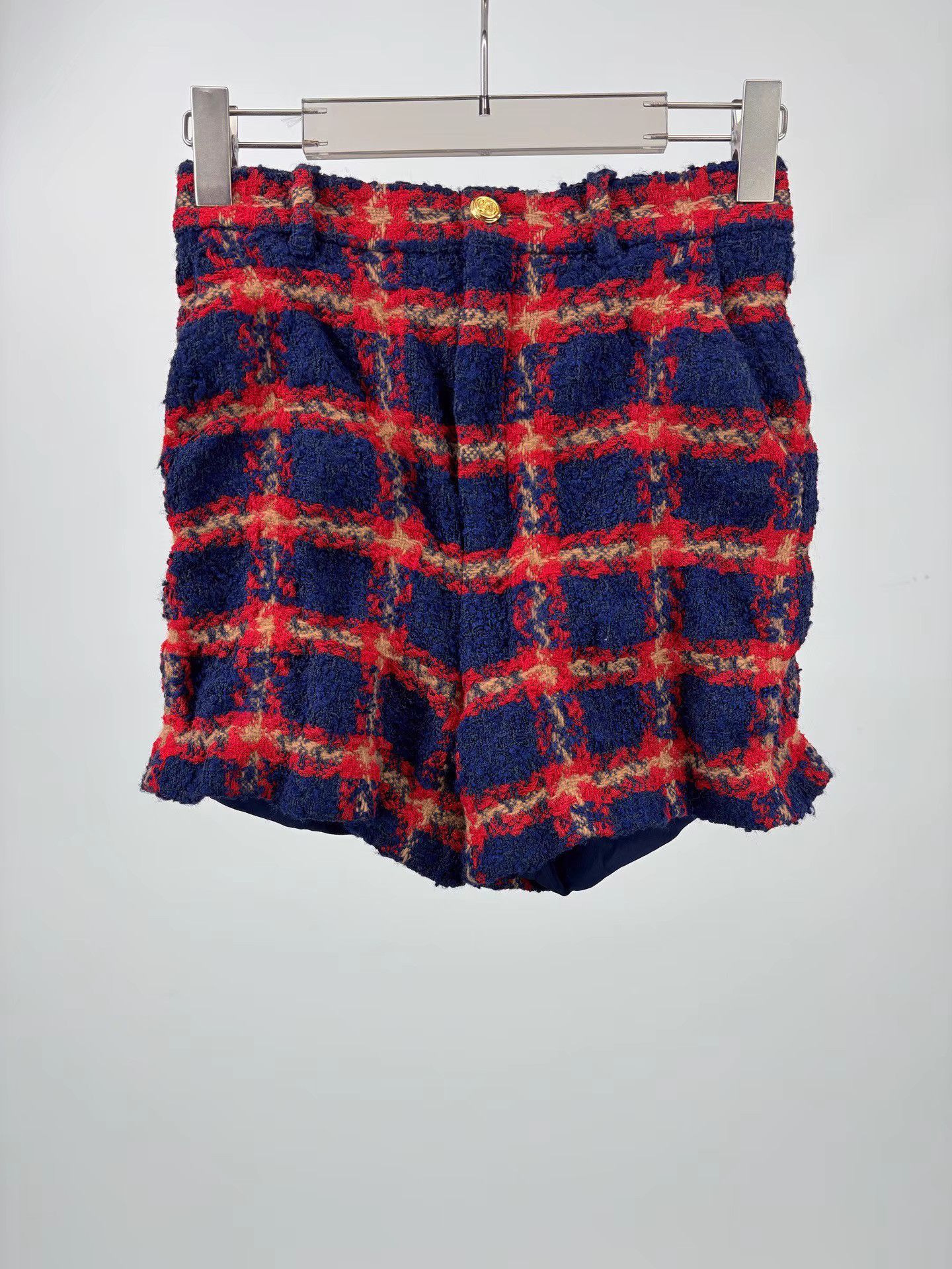 Gucci GUCCI Blue & Red Plaid Tweed Shorts K1 Size 36" / US 14 / IT 50 - 1 Thumbnail