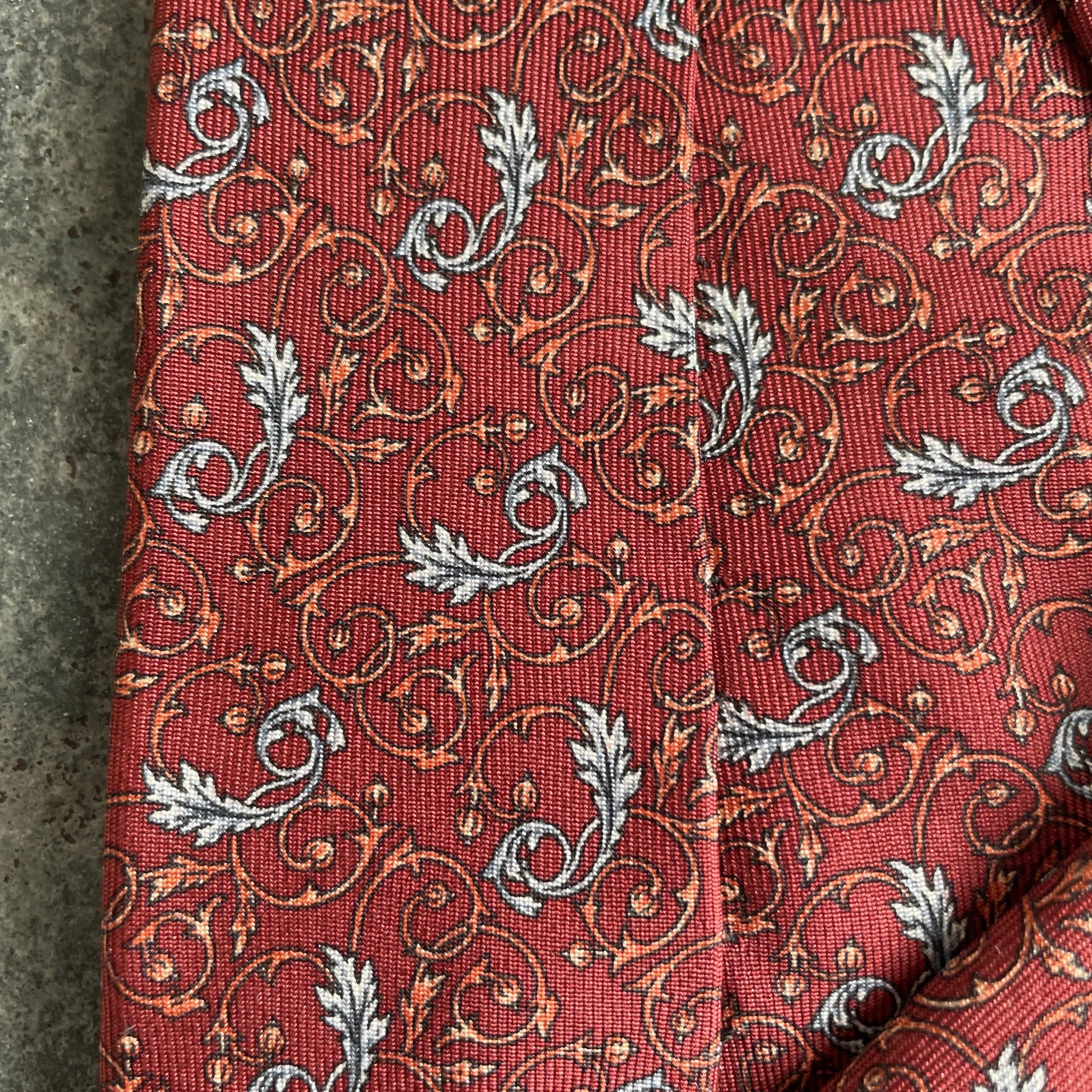 Yves Saint Laurent Vintage YSL Brown Silk Tie Floral Motif | Saint Laurent Size ONE SIZE - 3 Thumbnail