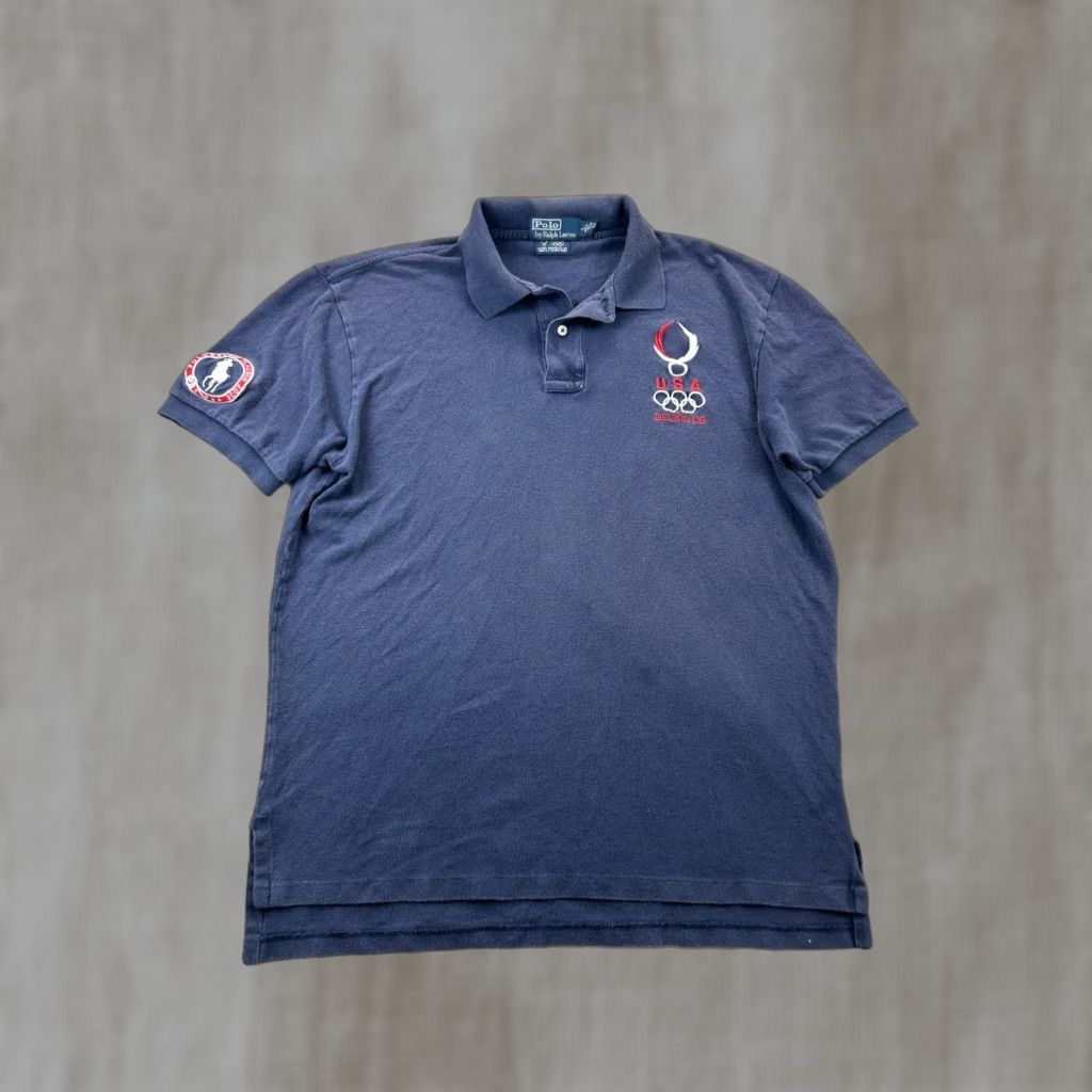 Polo Ralph Lauren Polo Ralph Lauren Polo Shirt Mens L Navy USA Olympic Beijing 08 Pony Button Collar Spread Short Sleeve Logo Size US L / EU 52-54 / 3 - 1 Thumbnail