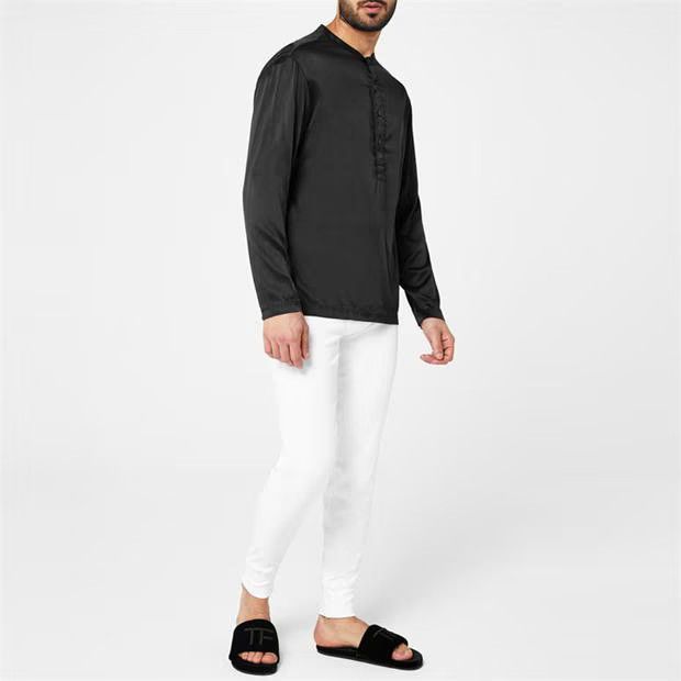 Tom Ford o1g2r1mq0724 Silk Henley Shirts in Black Size US L / EU 52-54 / 3 - 4 Thumbnail