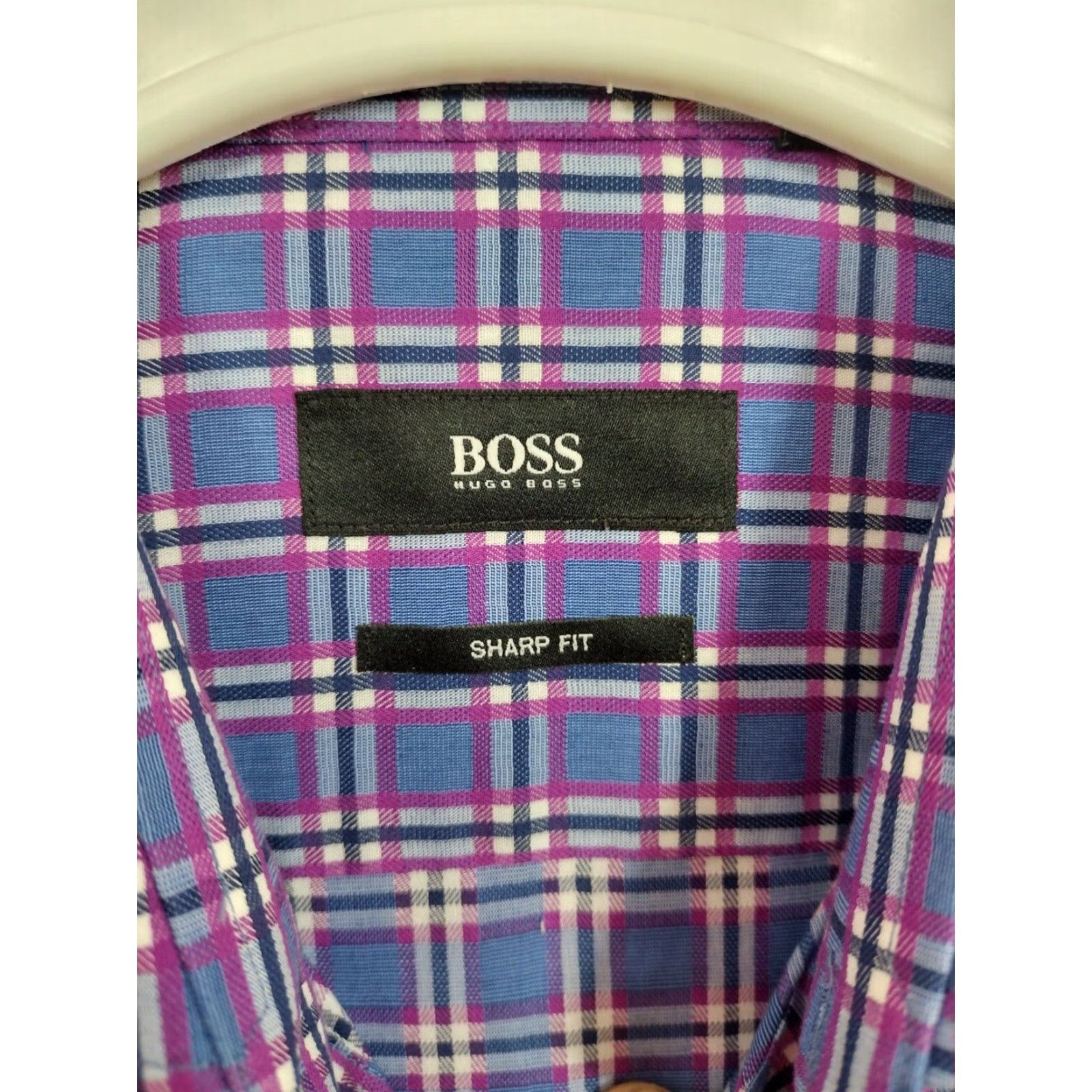Hugo Boss Hugo Boss Mens Purple Plaid Button Up Sharp Fit 16 Long Sleeve Shirt Size US L / EU 52-54 / 3 - 2 Thumbnail