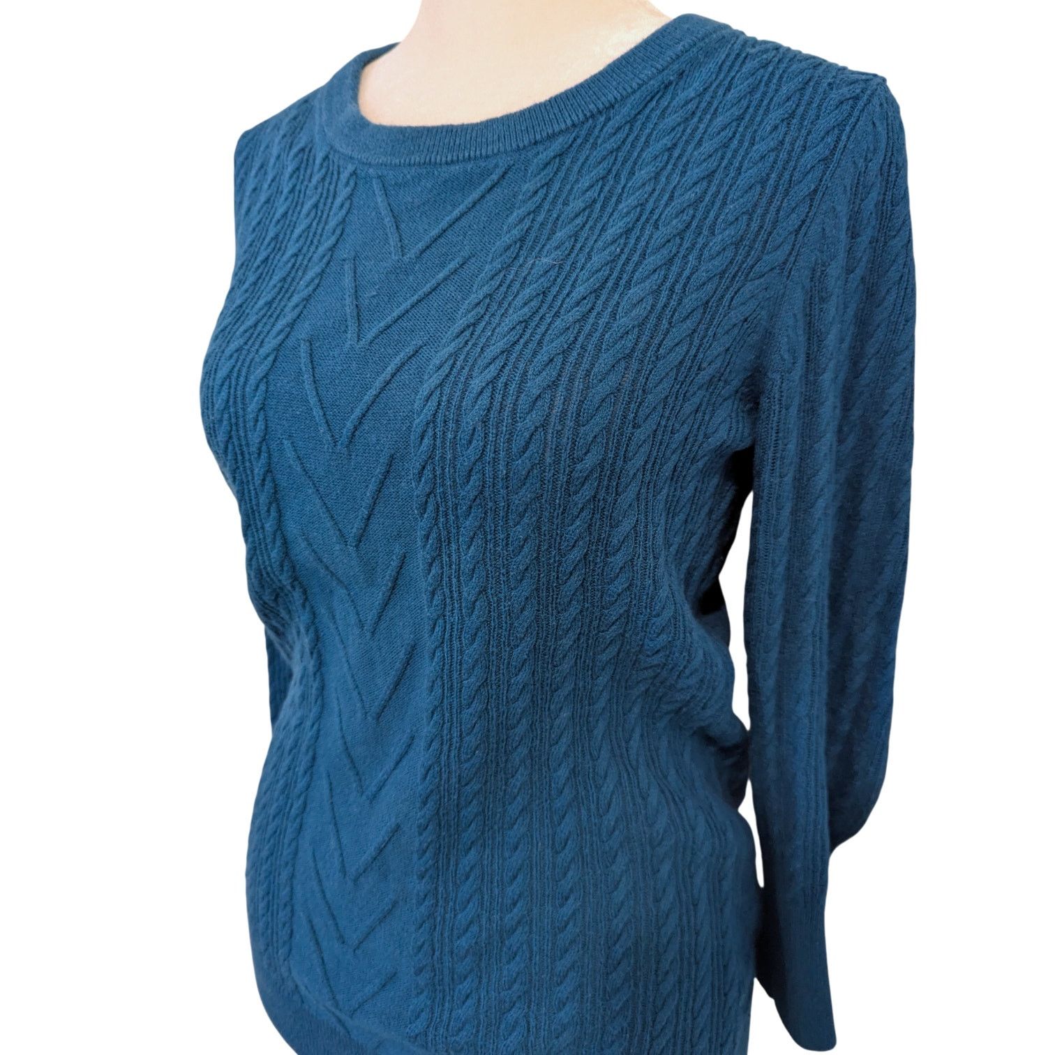 Banana Republic Banana Republic Jewel Tone Blue Cable Knit Sweater Small Size S / US 4 / IT 40 - 2 Thumbnail