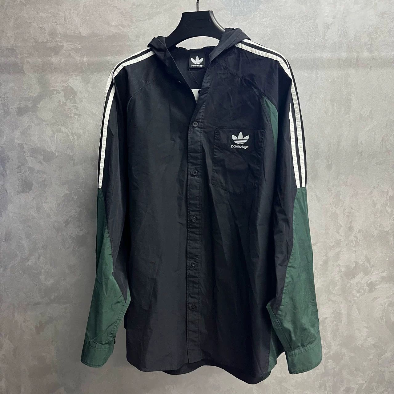 Balenciaga Balenciaga Black Green Colorblock Logo Jacket Size US XL / EU 56 / 4 - 1 Thumbnail