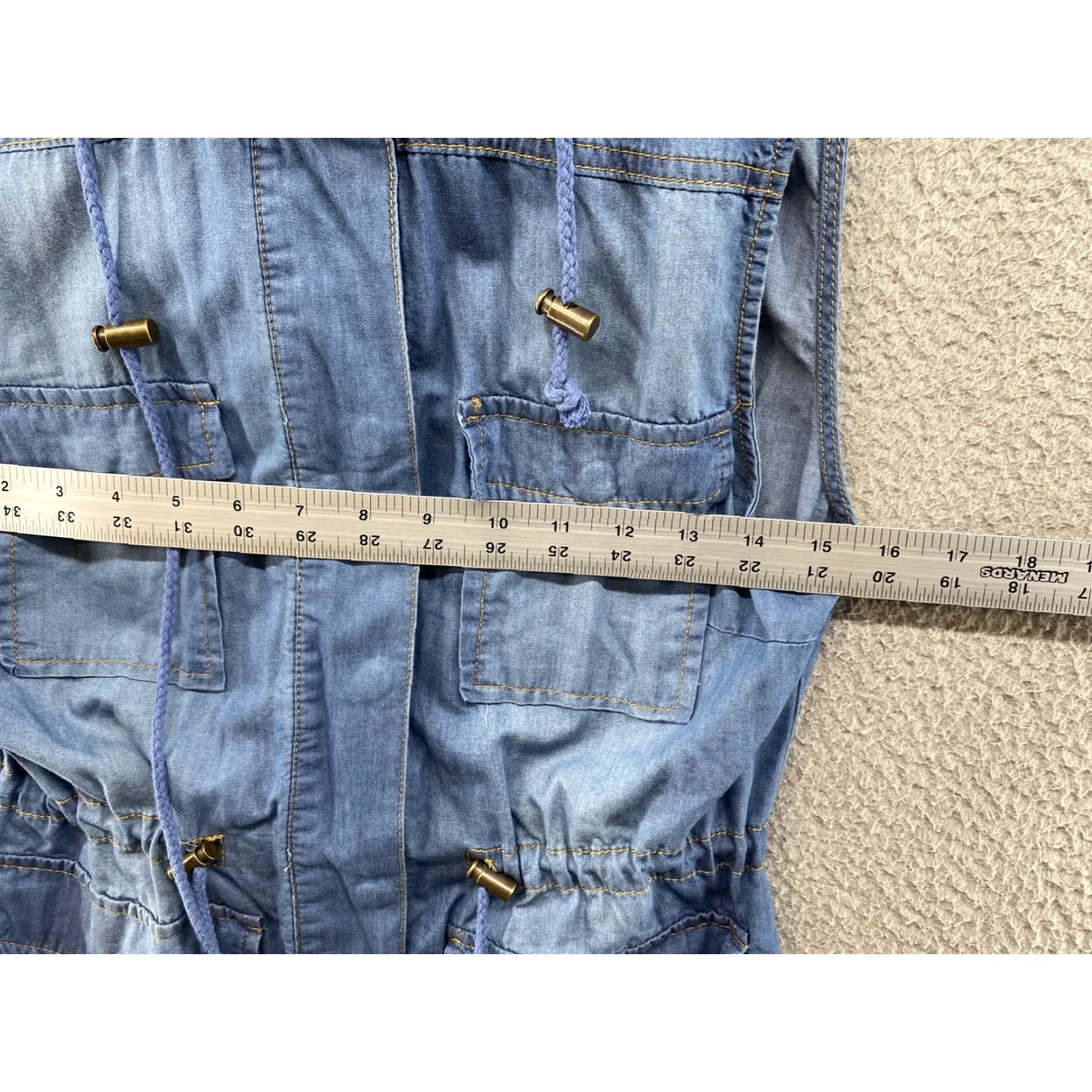 Denime Love Tree Women’s Chambray Denim Sleeveless Collared Hooded Top Small Blue Size S / US 4 / IT 40 - 4 Thumbnail