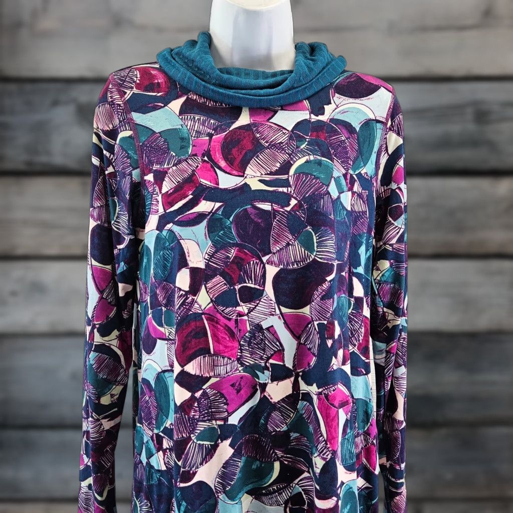 Vintage LOGO Lori Goldstein Womens Blouse XS Purple Cowl Neck Long Sleeve Tunic Shirt Size XS / US 0-2 / IT 36-38 - 1 Thumbnail