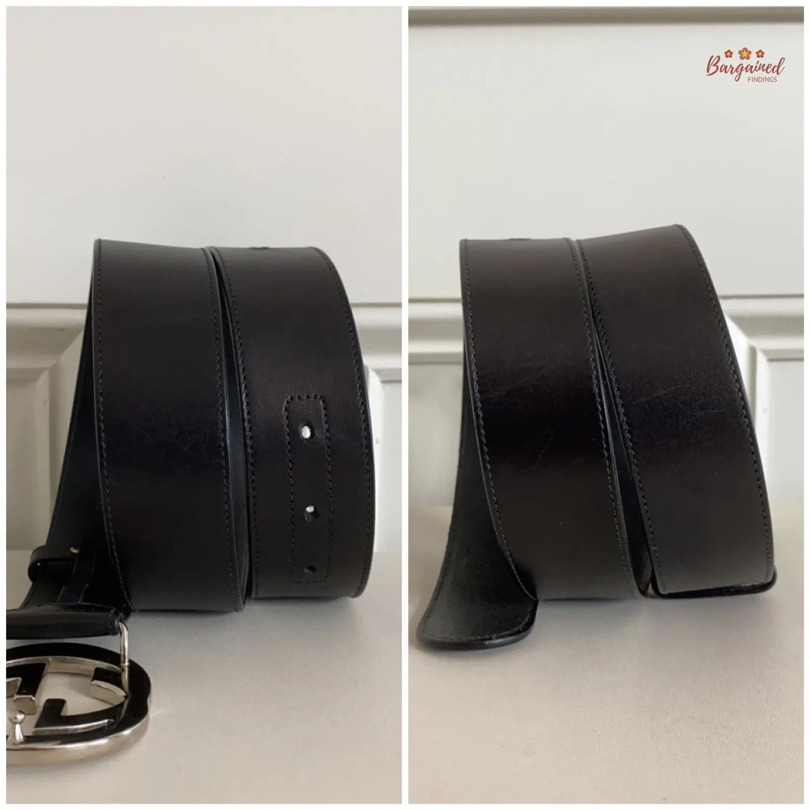 Gucci Gucci Calfskin Leather Silver Interlocking G Buckle Belt Size 30 - 3 Thumbnail