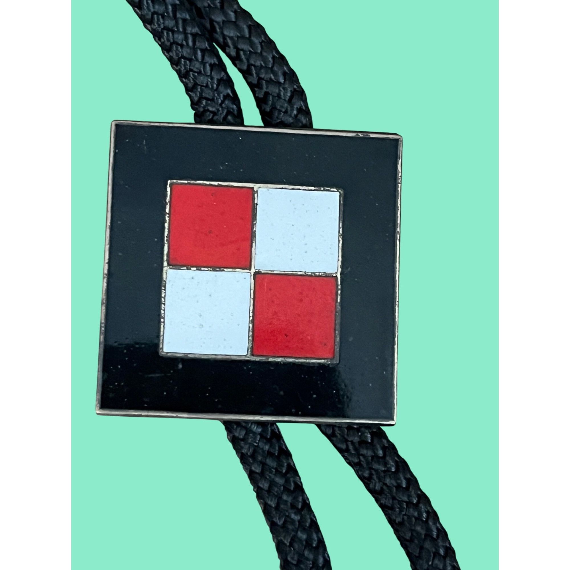 Other Vintage Black Bolo Tie With Red & White Square Design Size ONE SIZE - 3 Thumbnail
