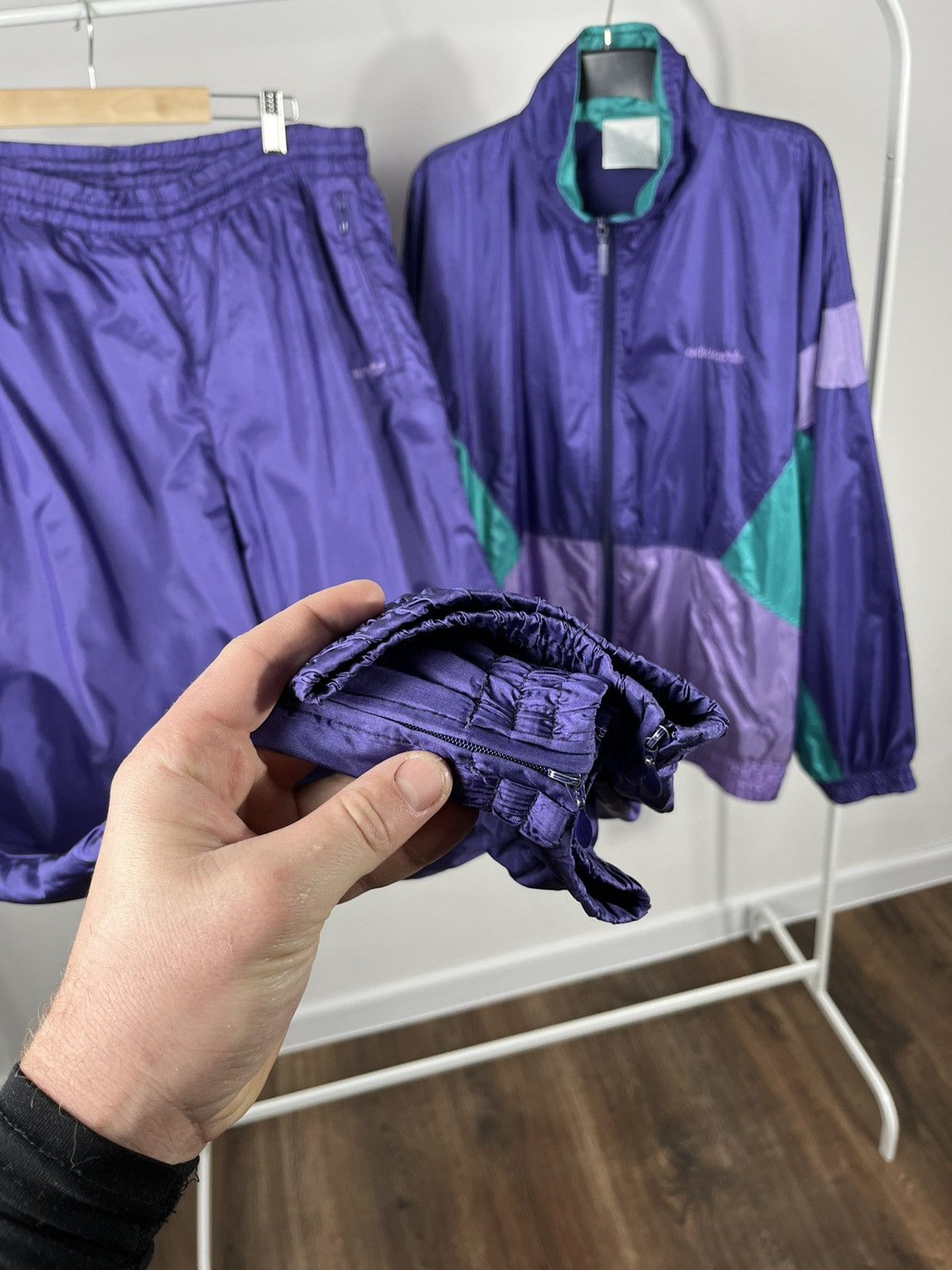 Adidas Vintage Adidas Purple Track Suit Windbreaker Jacket Pants Size US XL / EU 56 / 4 - 11 Thumbnail