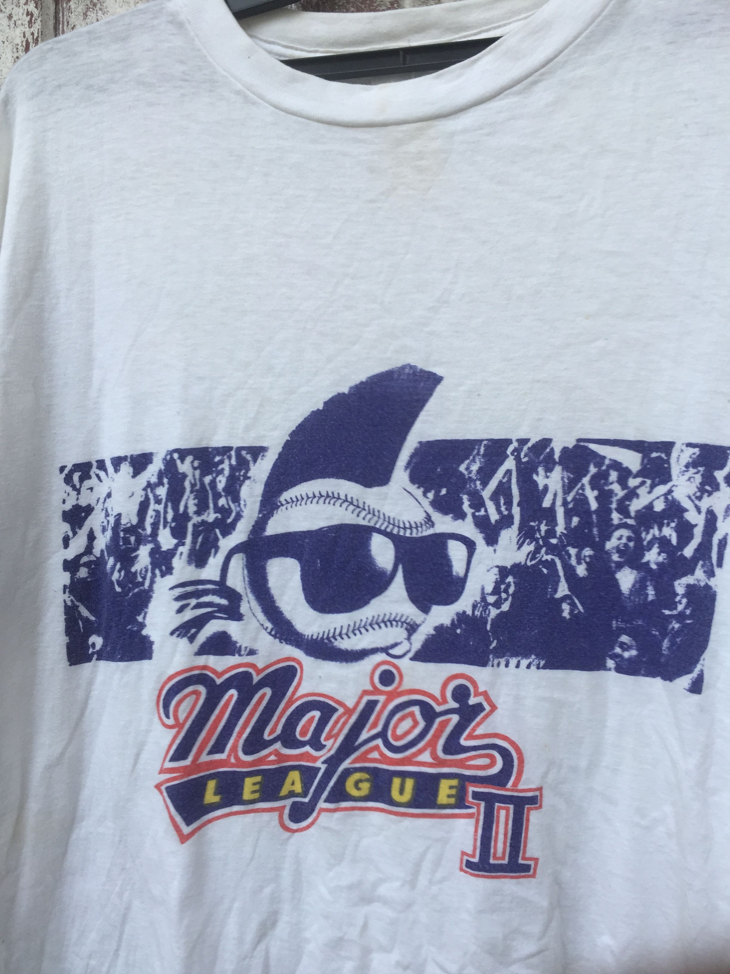 image of Humor x Movie Vintage Major League 2 Movie Promo Paper Thin Tee in White, Men's (Size Medium)