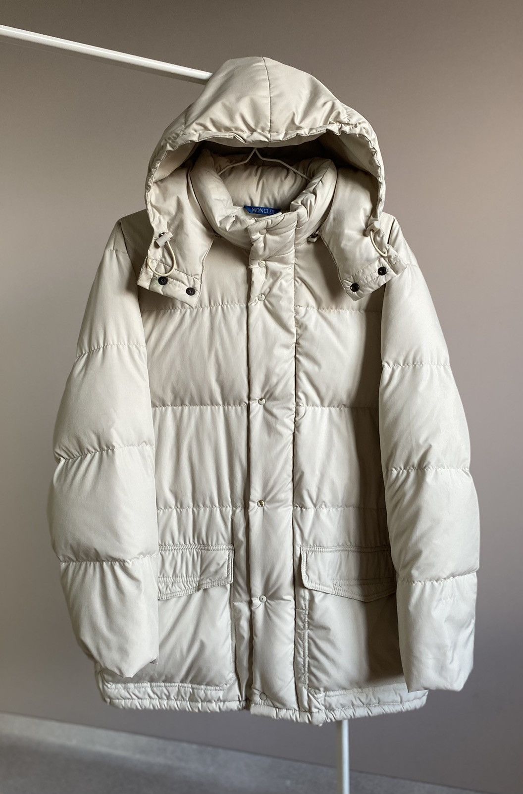 image of Vintage 80's Moncler Grenoble Down Puffer Jacket in Beige, Men's (Size Small)