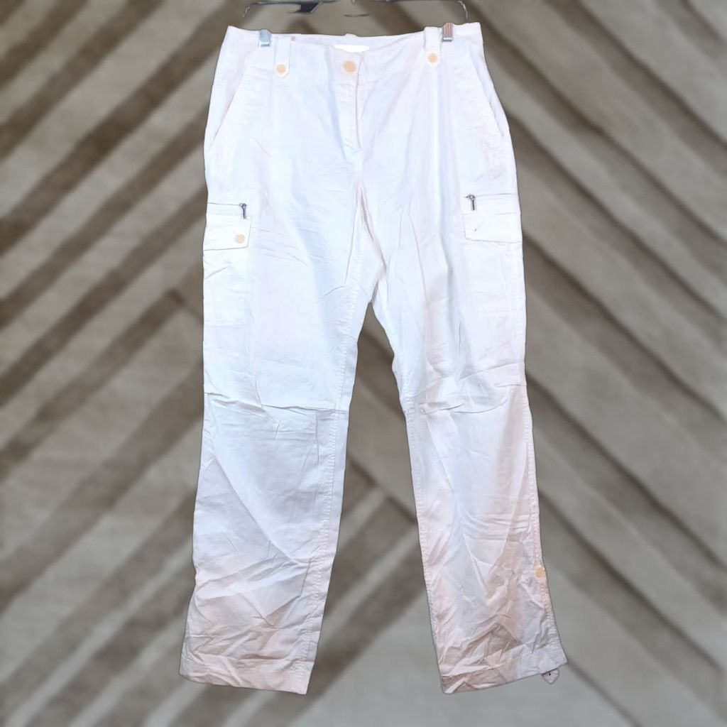 Talbots Talbots Womens Pants White High Rise Signature Zip Cargo Pockets Stretch 10 Size 24" / US 00 / IT 34 - 1 Thumbnail
