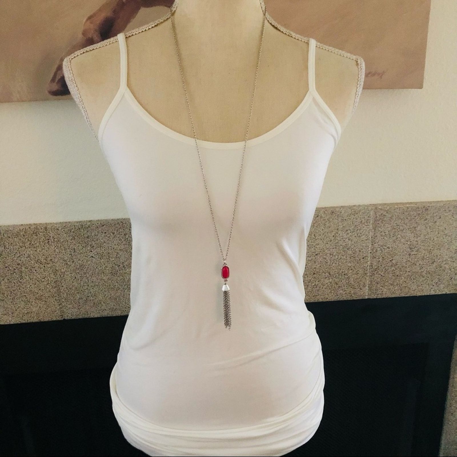 Jewelry Charming Charlie faceted pink stone tassel necklace Size ONE SIZE - 4 Thumbnail