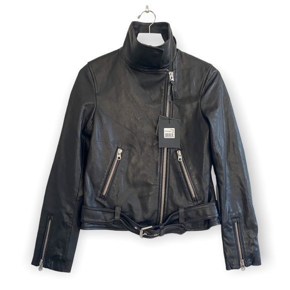Mackage Mackage Miela-N Belted Leather Moto Jacket, NWT, Size XXS Size XXS / US 00 / IT 34 - 3 Thumbnail