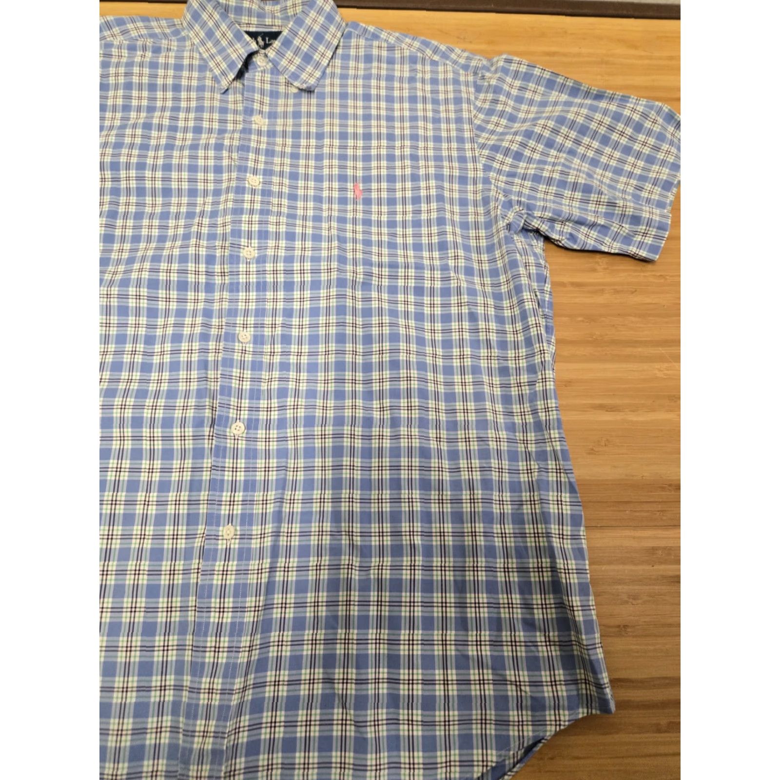 Polo Ralph Lauren Polo Ralph Lauren Shirt Men L Short Sleeve Plaid Blue Button-Down Collar Logo Embroidered Casual Shirt Size US L / EU 52-54 / 3 - 2 Thumbnail