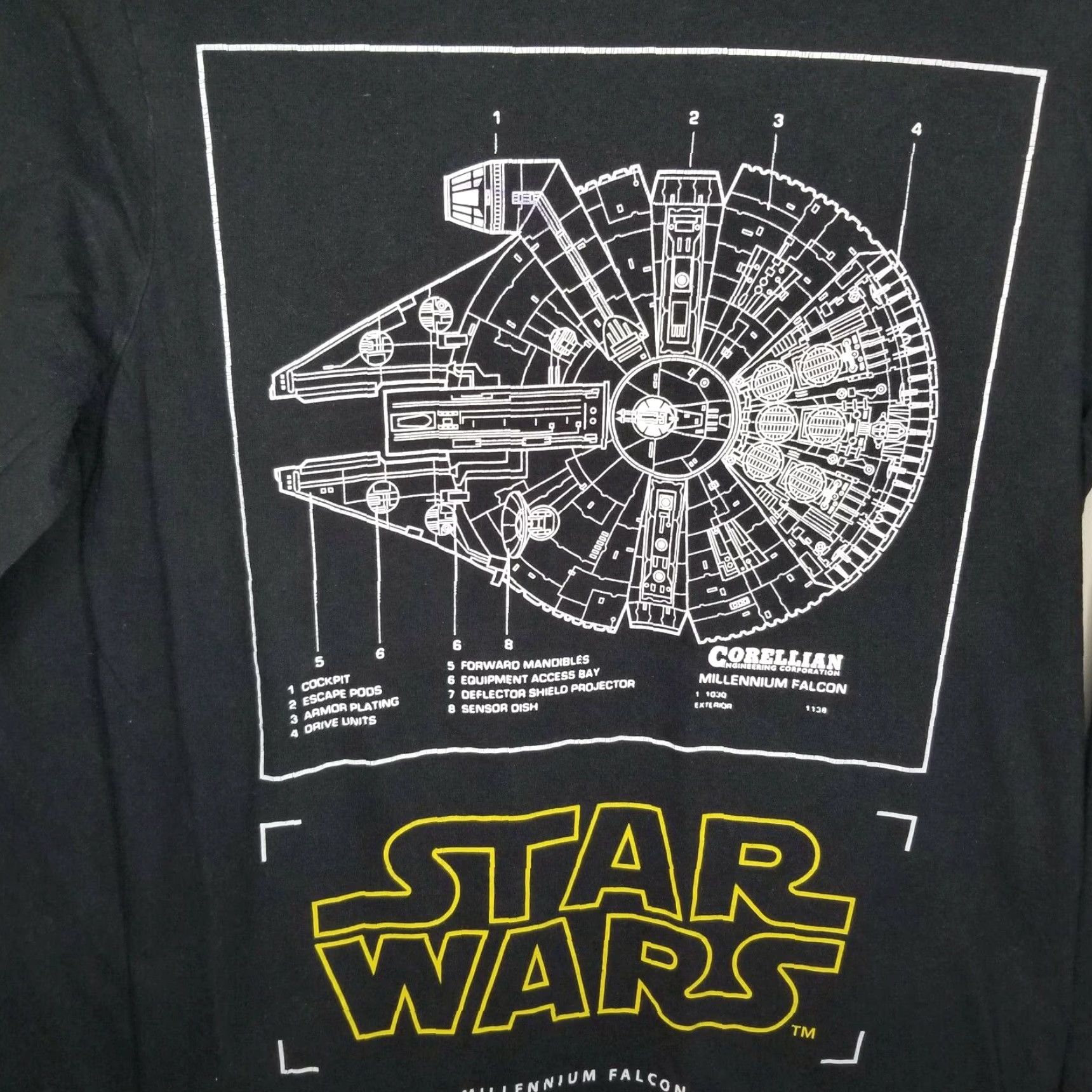 Vintage Star Wars Mens Black Millennium Falcon Long Sleeve T-Shirt Size S Size US S / EU 44-46 / 1 - 2 Thumbnail