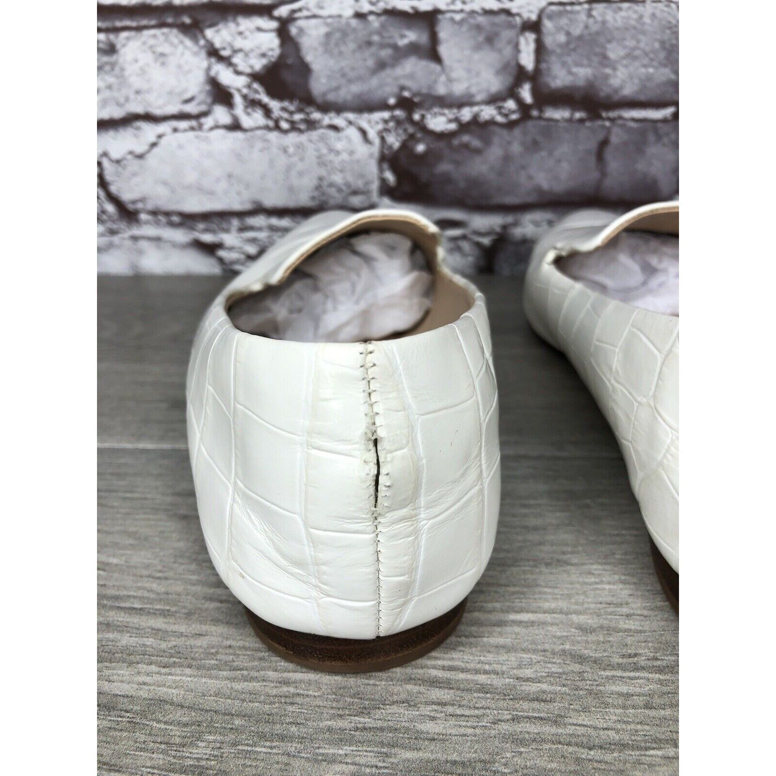 Veronica Beard Veronica Beard Griffin White Leather Croc Embossed Loafer Fl Size US 9.5 / IT 39.5 - 17 Thumbnail