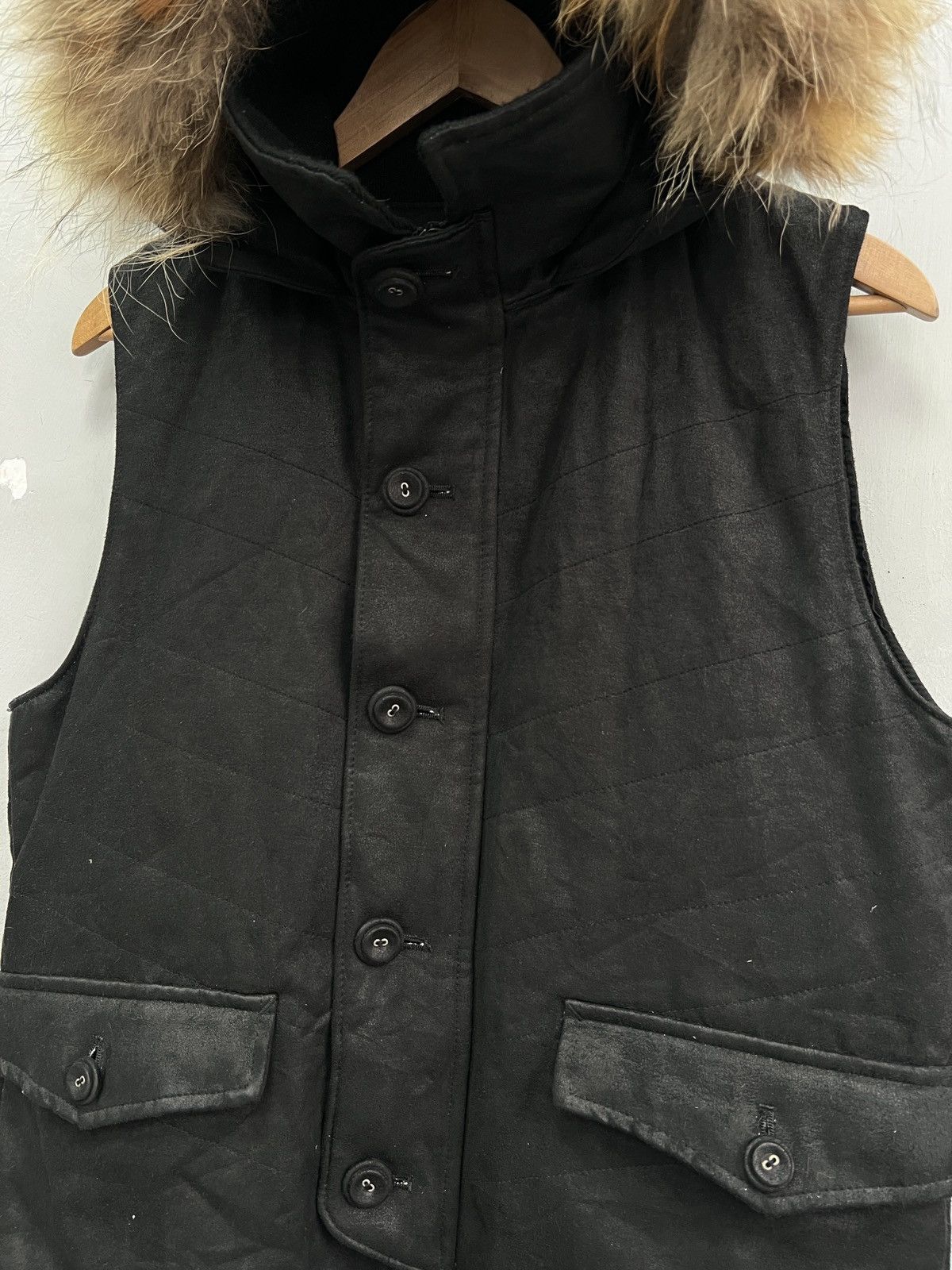 Le Grande Bleu (L.G.B.) Black real fur hood japanese jacket vest rick owens style Size US M / EU 48-50 / 2 - 2 Thumbnail