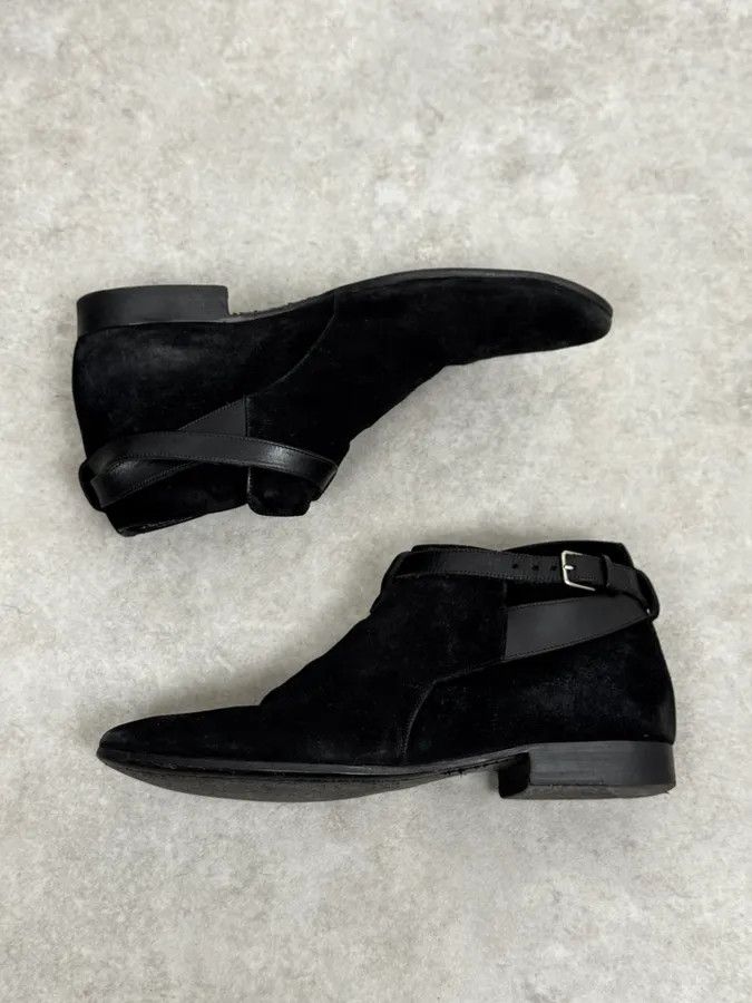Saint Laurent Paris 2000s Saint Laurent Black Suede Low Buckle Boots Size US 8 / EU 41 - 2 Thumbnail