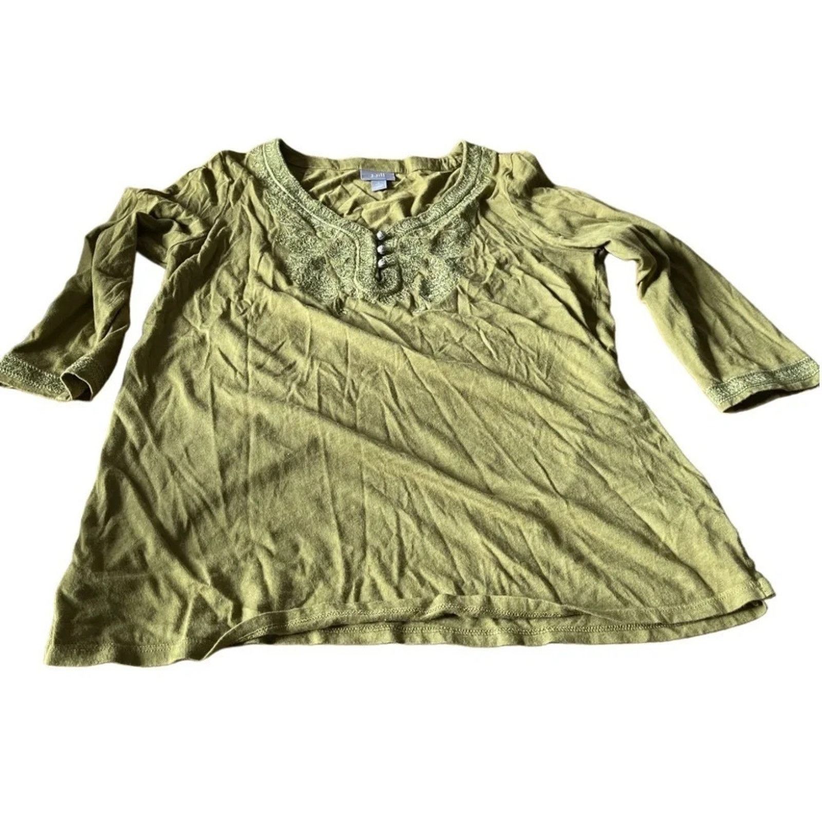 J. Jill J. Jill green 3/4 length t-shirt, size Small Size S / US 4 / IT 40 - 1 Thumbnail
