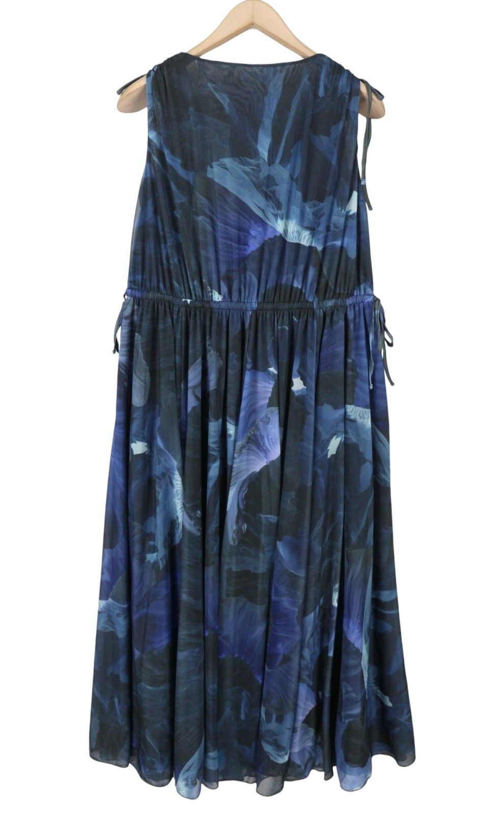 MAX&Co. S Dark Blue Floral Print V-Neck Sleeveless Midi Dress 89035 Size S / US 4 / IT 40 - 4 Thumbnail