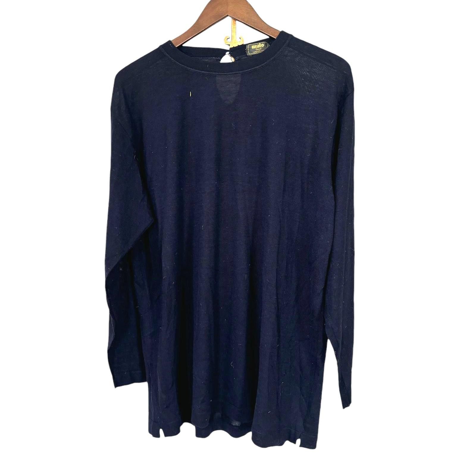 Malo Malo Cashmere / Silk Crew Neck Navy Sweater 29" Size L / US 10 / IT 46 - 1 Thumbnail