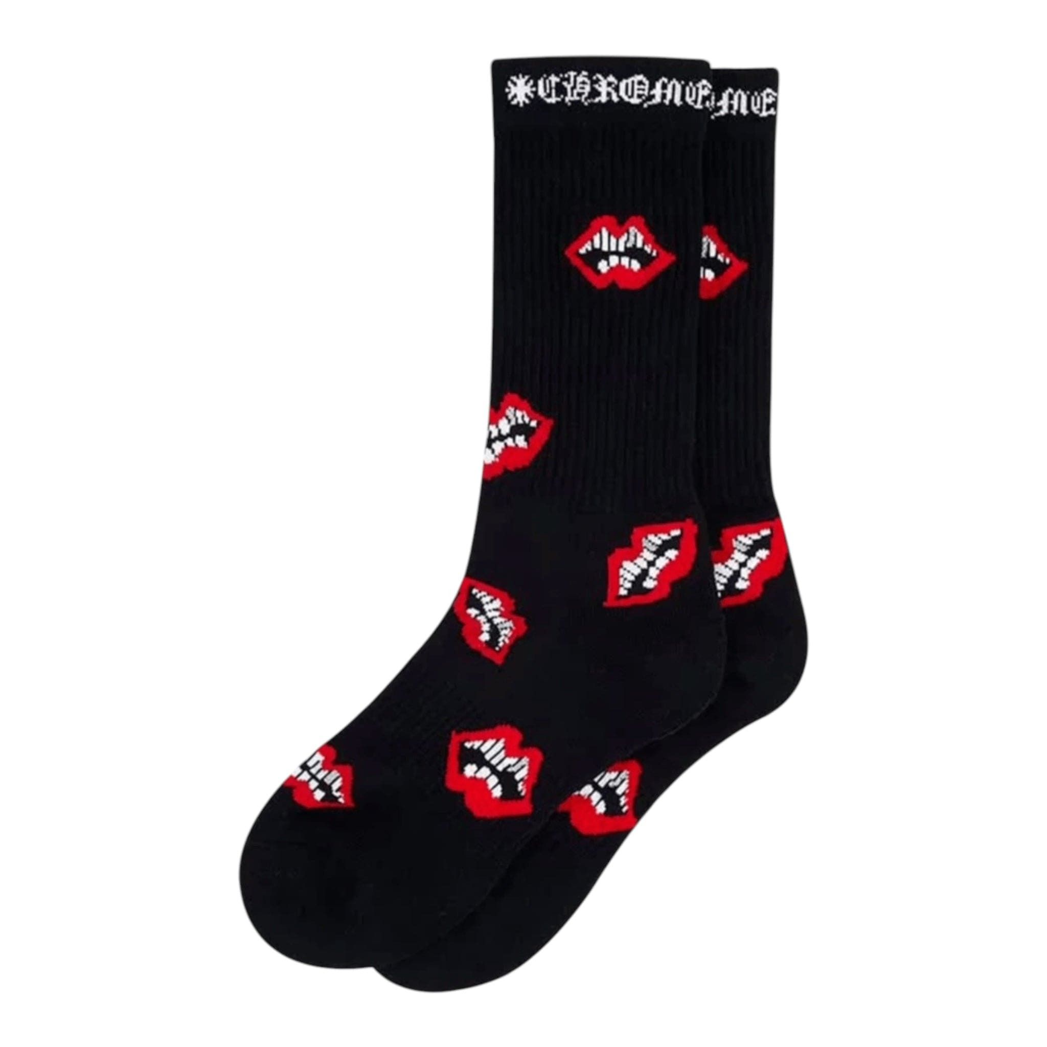 Chrome Hearts x Matty Boy Chomper Logo Socks Black Red White | Grailed