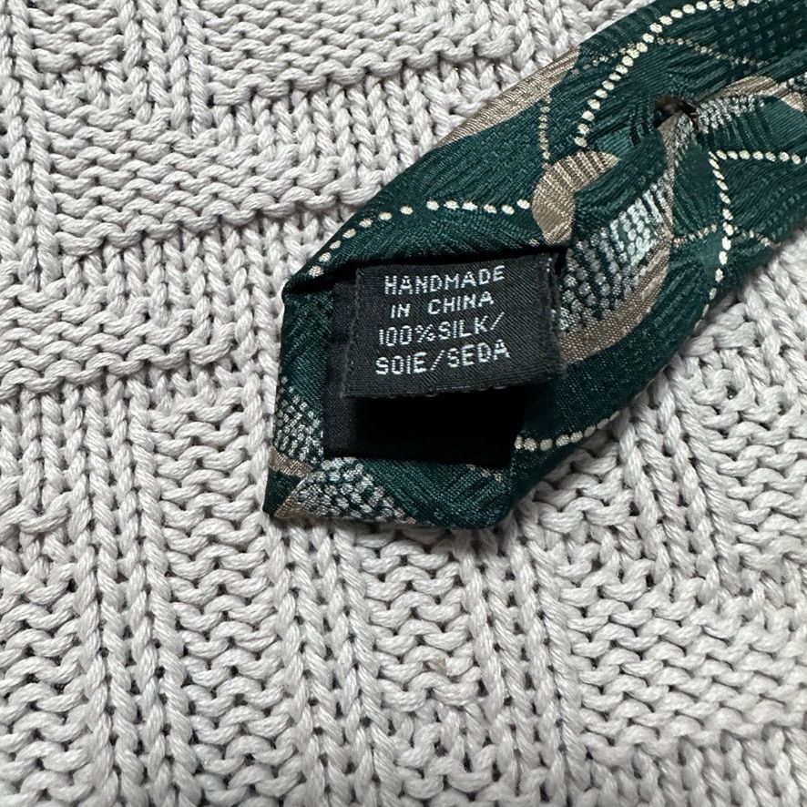 Oleg Cassini Vintage Oleg Cassini green gold wave line silk tie Size ONE SIZE - 4 Thumbnail