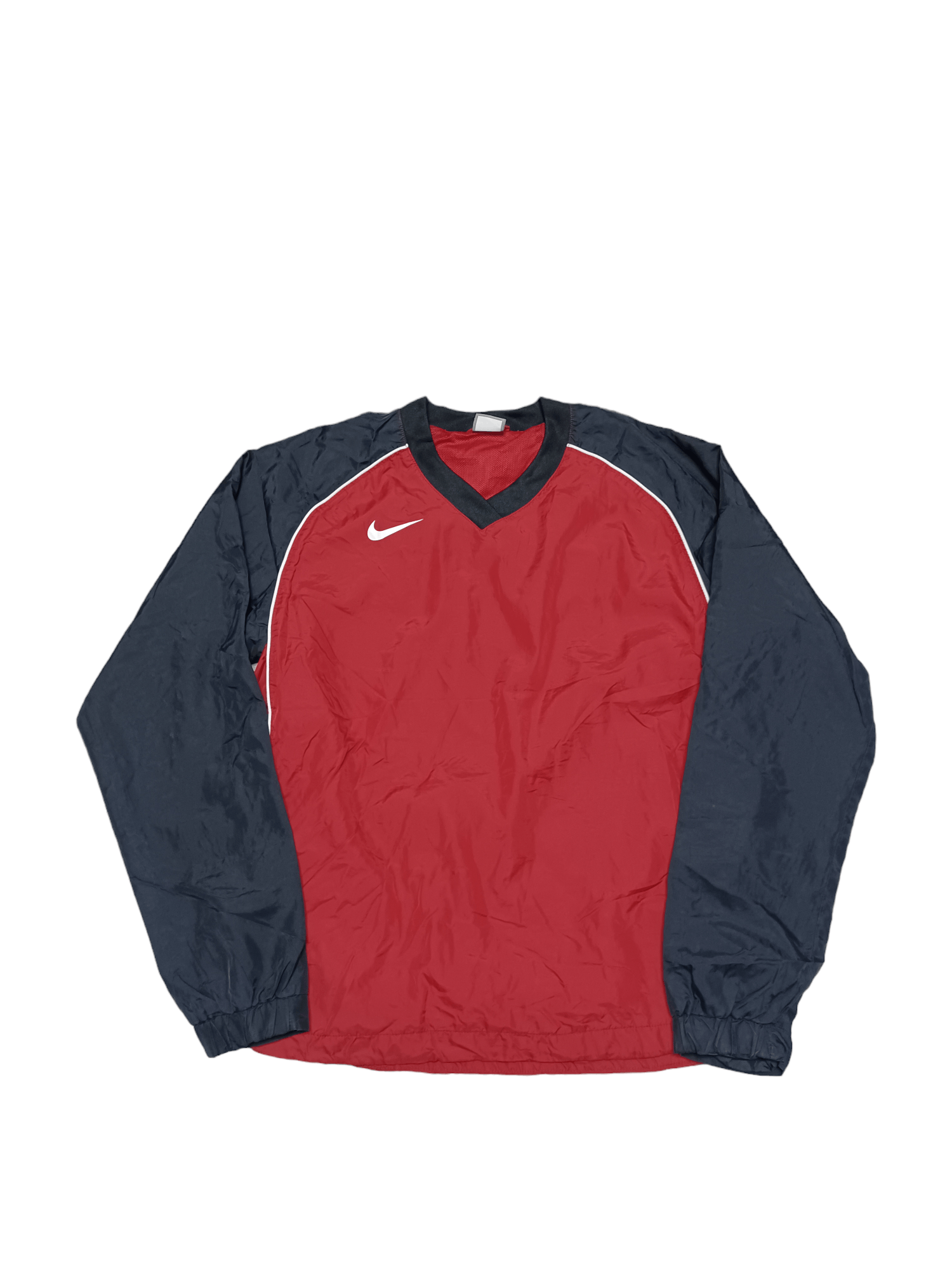 Pre-owned Nike X Soccer Jersey Vintage 2008 Nike Nylon V-neck Training Sweatshirt Sport In Red