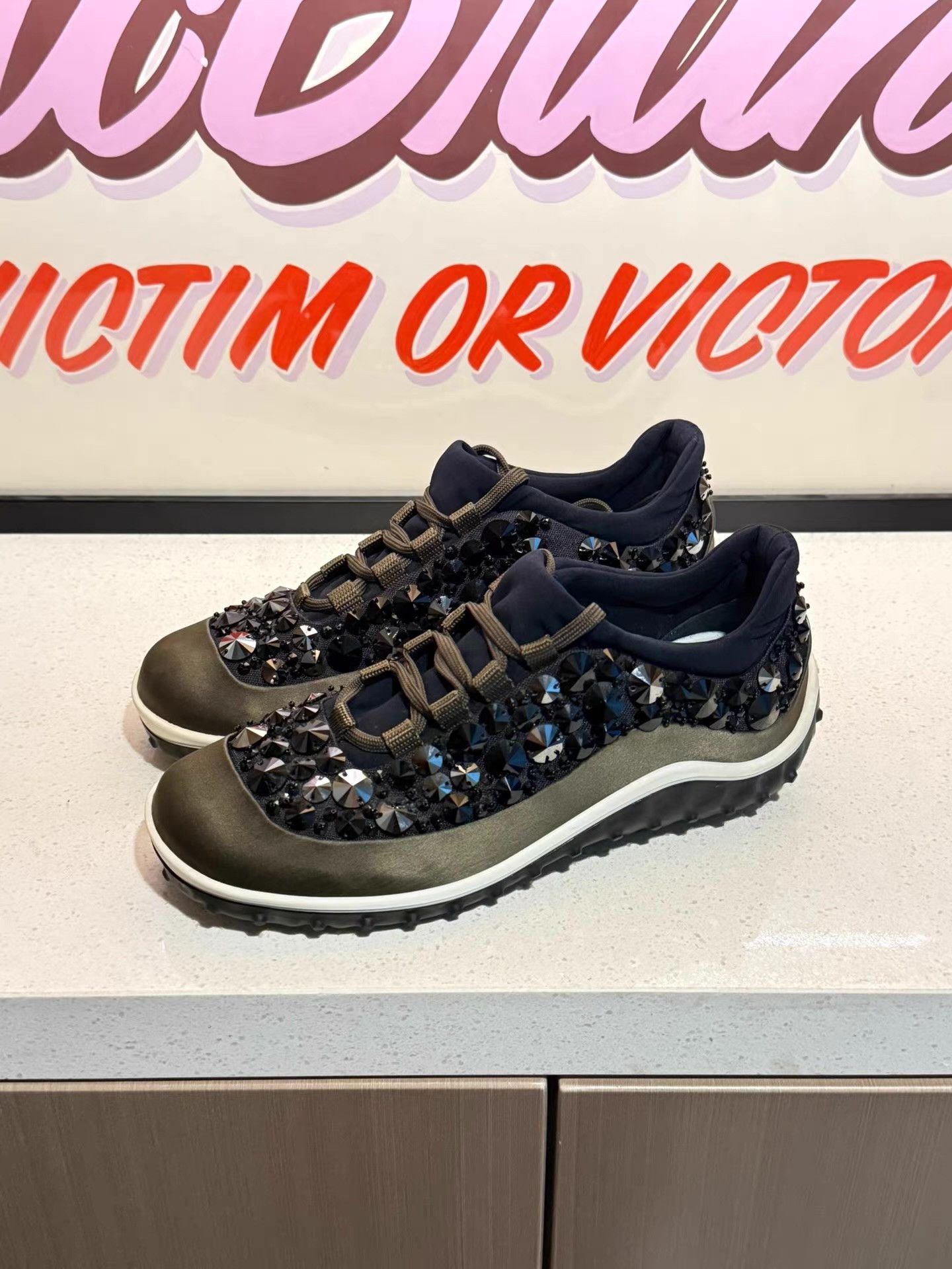Miu Miu MiuMiu Sequin & Crystal Embellished Sneakers Ｑ20 Size US 6.5 / IT 36.5 - 1 Thumbnail