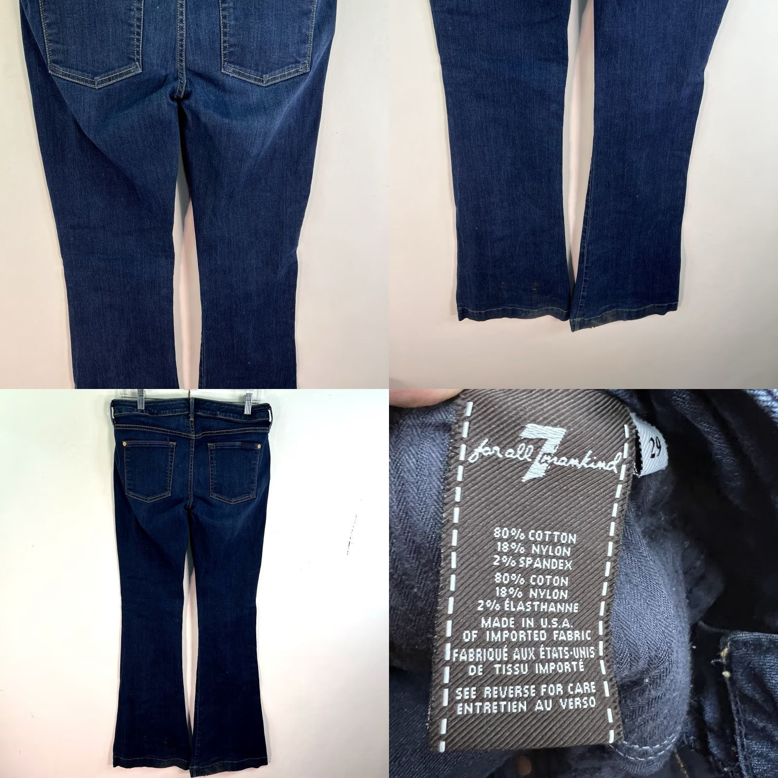 7 For All Mankind 7 For All Mankind Flare Jeans Women 29 Blue Denim 37 Inseam Zip 5-Pocket Size 29" - 8 Thumbnail