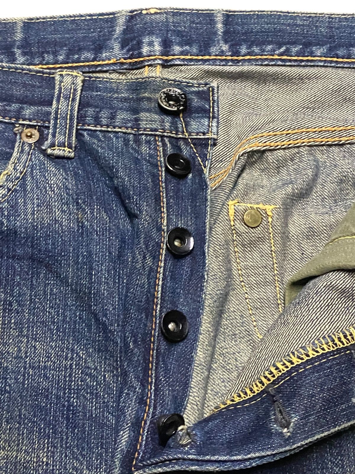 The Real McCoy's Vintage Joe Mccoy Mud Wash Selvedge Distressed Baggy Jeans Size US 33 - 9 Thumbnail