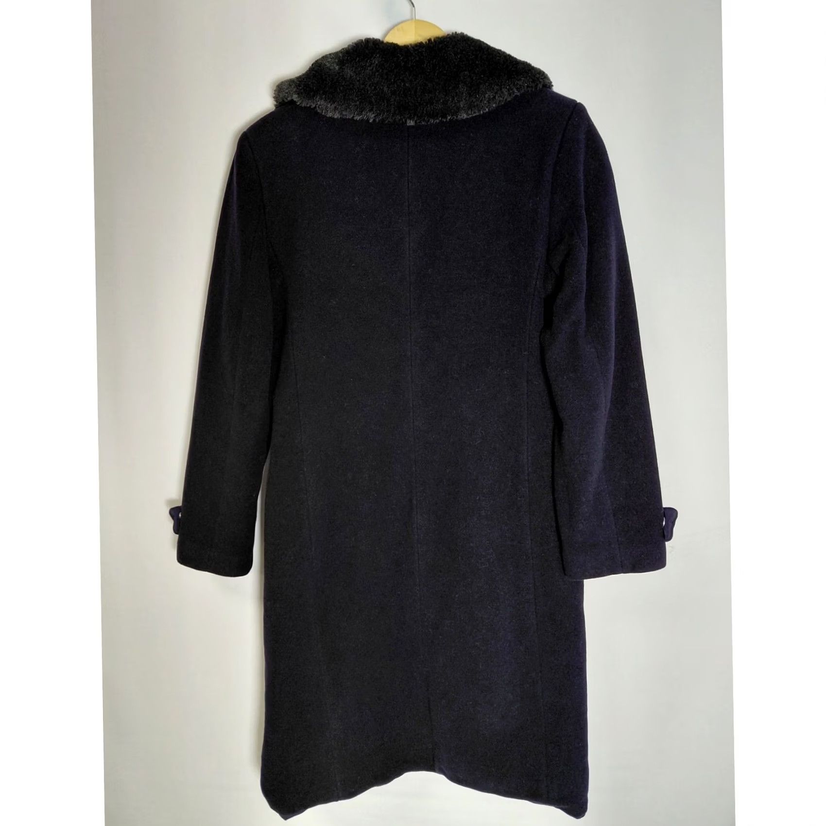 Vintage Mila Schön Navy Knit Women Coat Regular Size 46 Fur Trim Size L / US 10 / IT 46 - 2 Thumbnail
