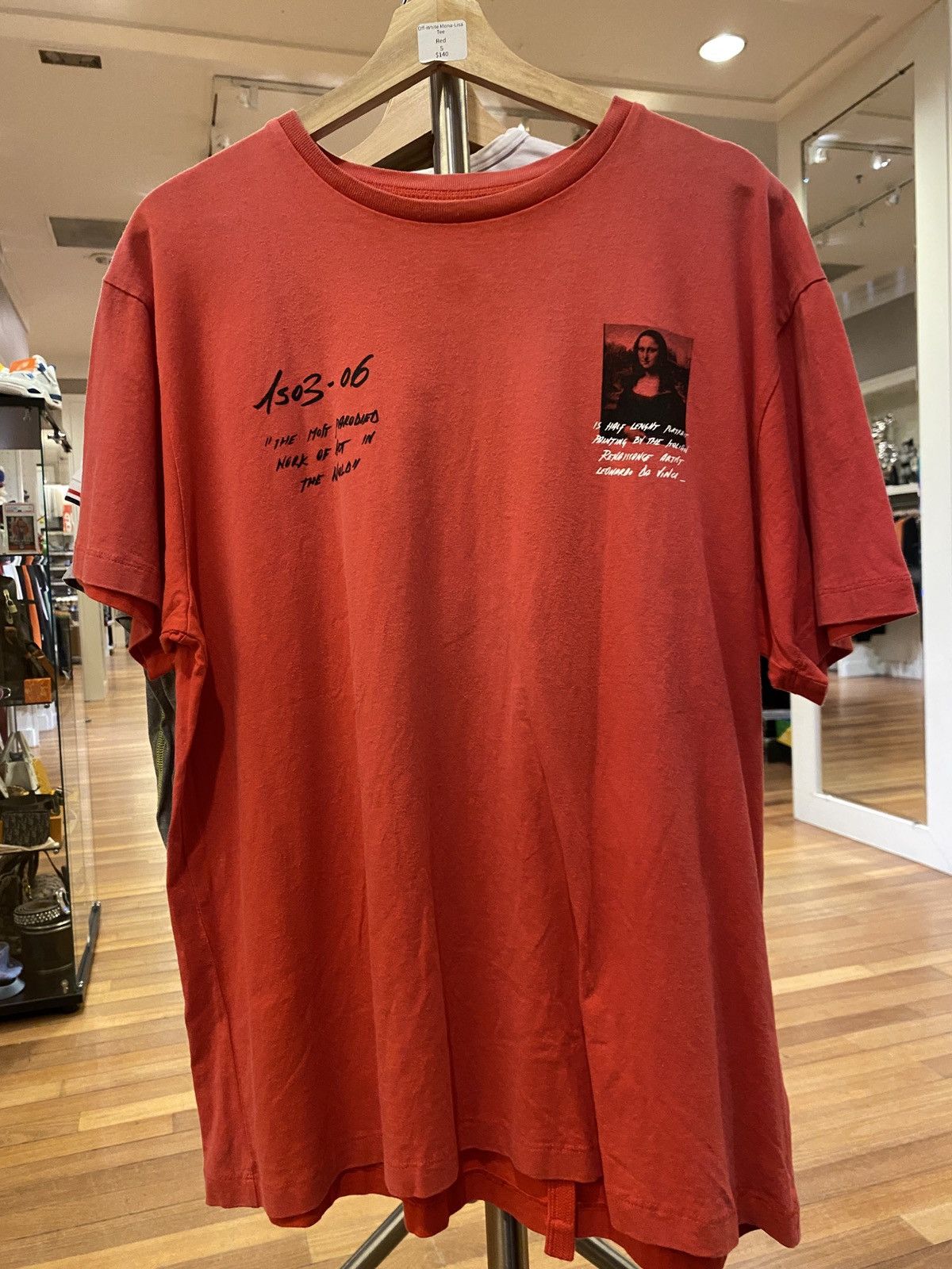 image of Off White Off-White Mona Lisa Tee S in Red, Men's (Size Small)