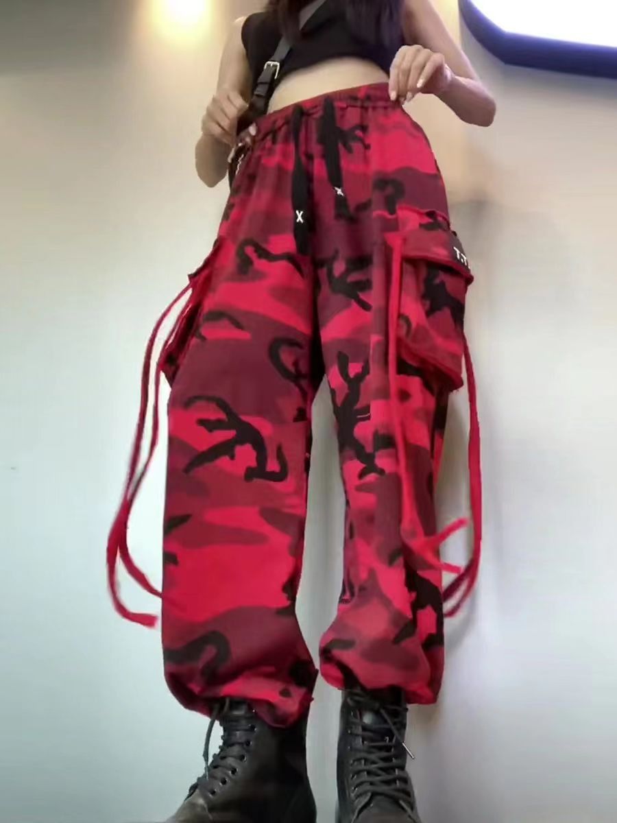 Y2K Camouflage Print Baggy Cargo Pants Female