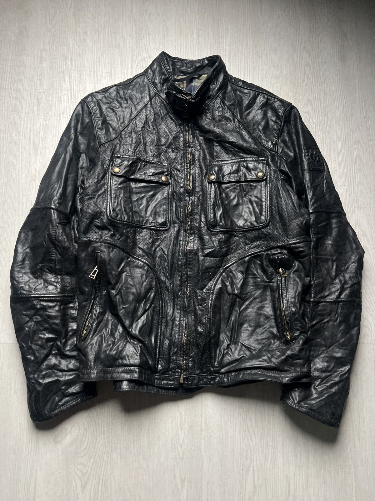 Belstaff Leather Biker Zip Jacket