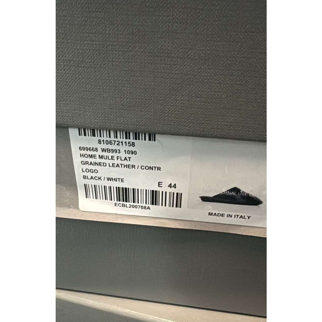 Balenciaga o1rshd1 Logo Grained Leather / Control Home Mule Flat Black Size US 11 / EU 44 - 19 Thumbnail
