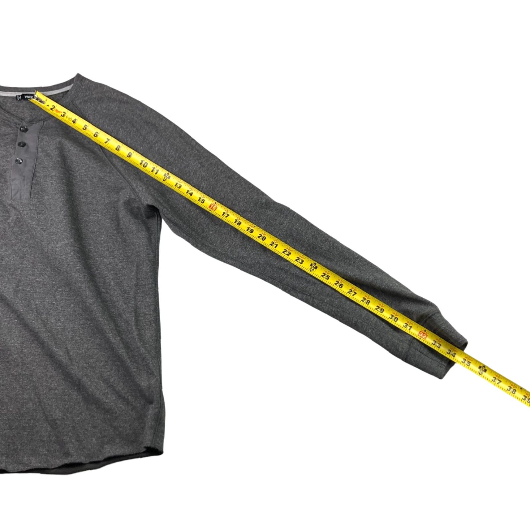 Vince Vince Men's Henley T-Shirt Gray L/S Cotton Blend Medium Size US M / EU 48-50 / 2 - 7 Thumbnail