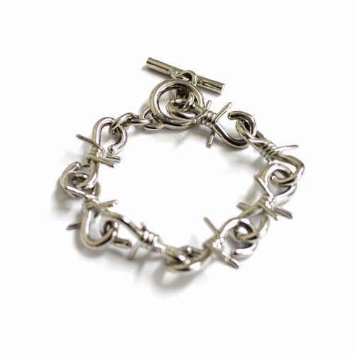 Pre-owned Undercover 23aw Brass Barbed Wire Bangle Bracelet In Silver