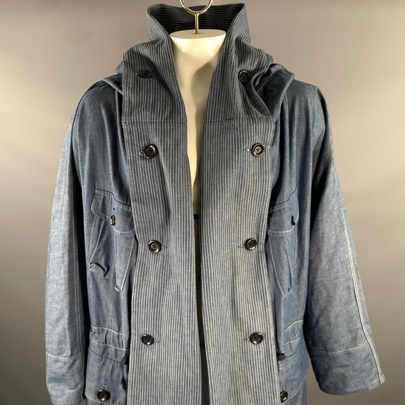 Kapital KAPITAL Size L Indigo Cotton Hooded Traggle Ring Coat Size US L / EU 52-54 / 3 - 2 Thumbnail
