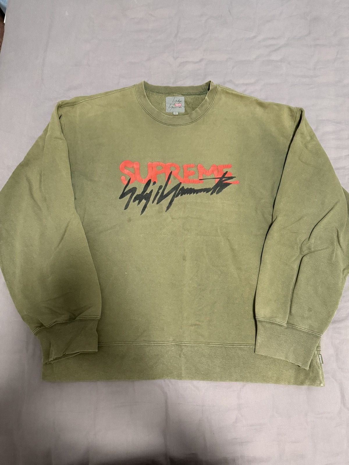 Supreme × Yohji Yamamoto Supreme Yohji Yamamoto crewneck Olive Size US XL / EU 56 / 4 - 1 Thumbnail