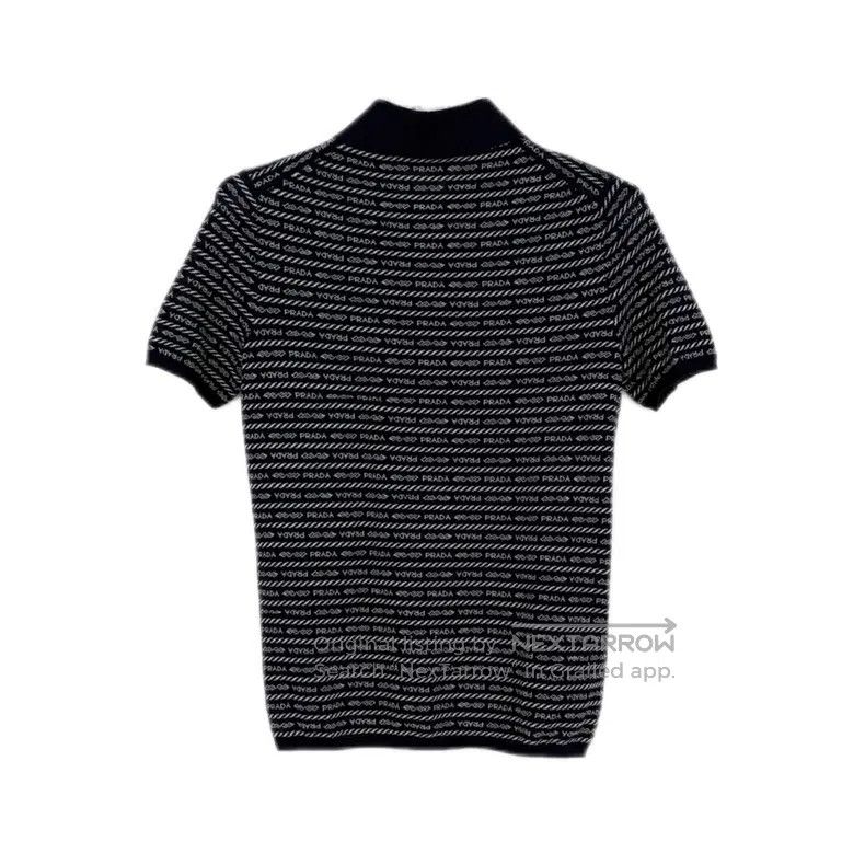 Prada Prada Dark blue full logo sheep wool polo knitted short sl Size XS / US 0-2 / IT 36-38 - 2 Thumbnail
