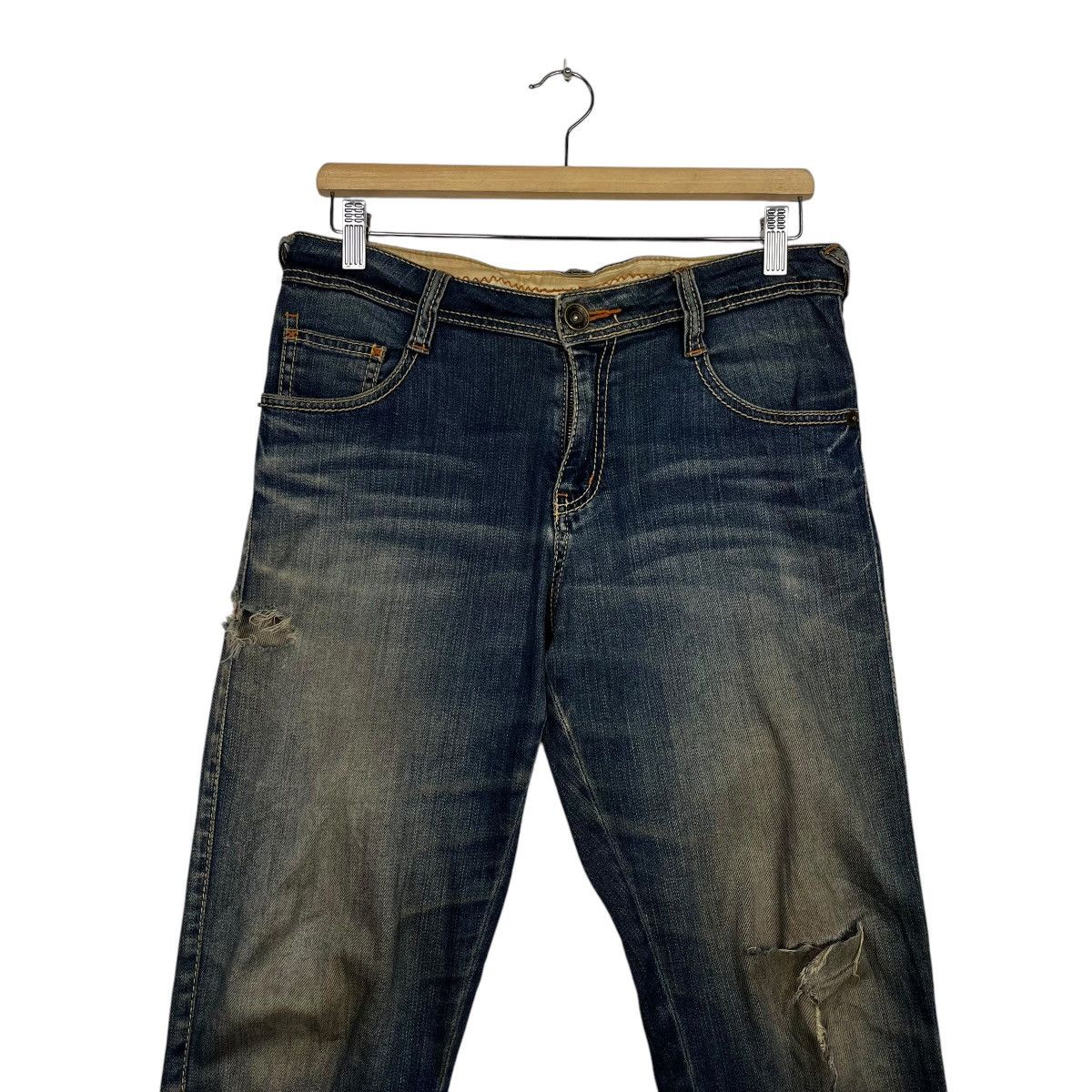 14th Addiction Vintage Daily Topics Distressed Buckle Denim Jeans Size 31" - 3 Thumbnail