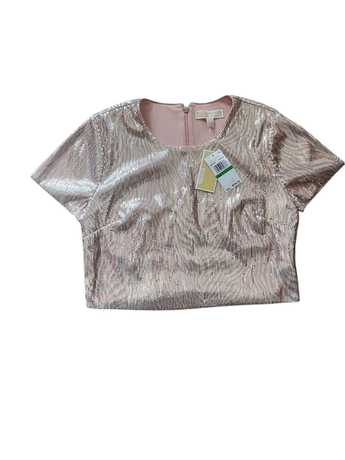 Michael Kors Michael Kors Sequined Zebra-Print Cropped Top | Large NWT Size L / US 10 / IT 46 - 1 Thumbnail