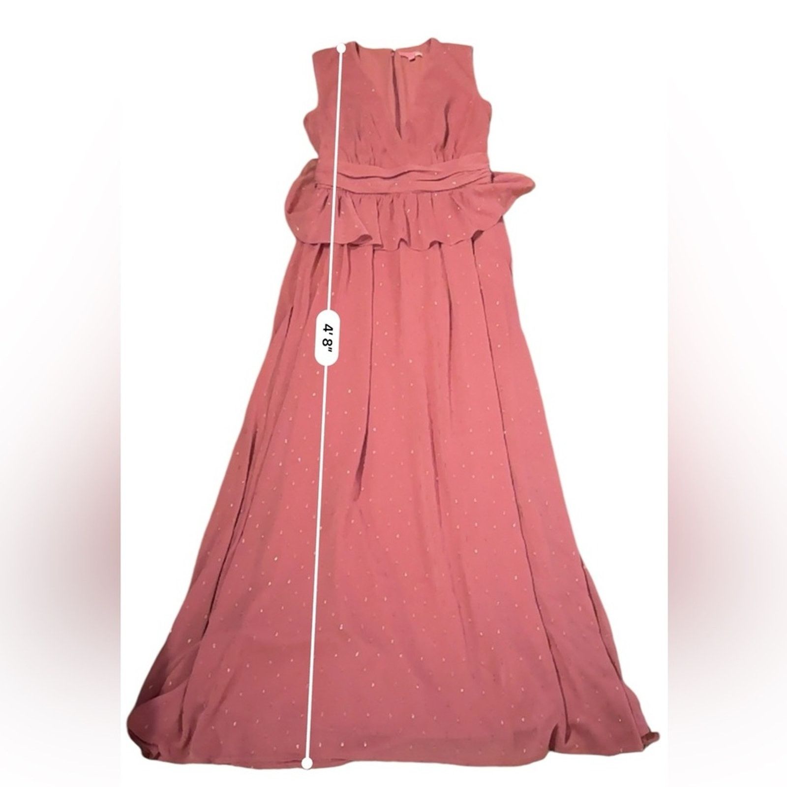 REVOLVE LDT Pink Rose Metallic Peplum Waist V Neck Maxi Gown Dress Size S / US 4 / IT 40 - 11 Thumbnail