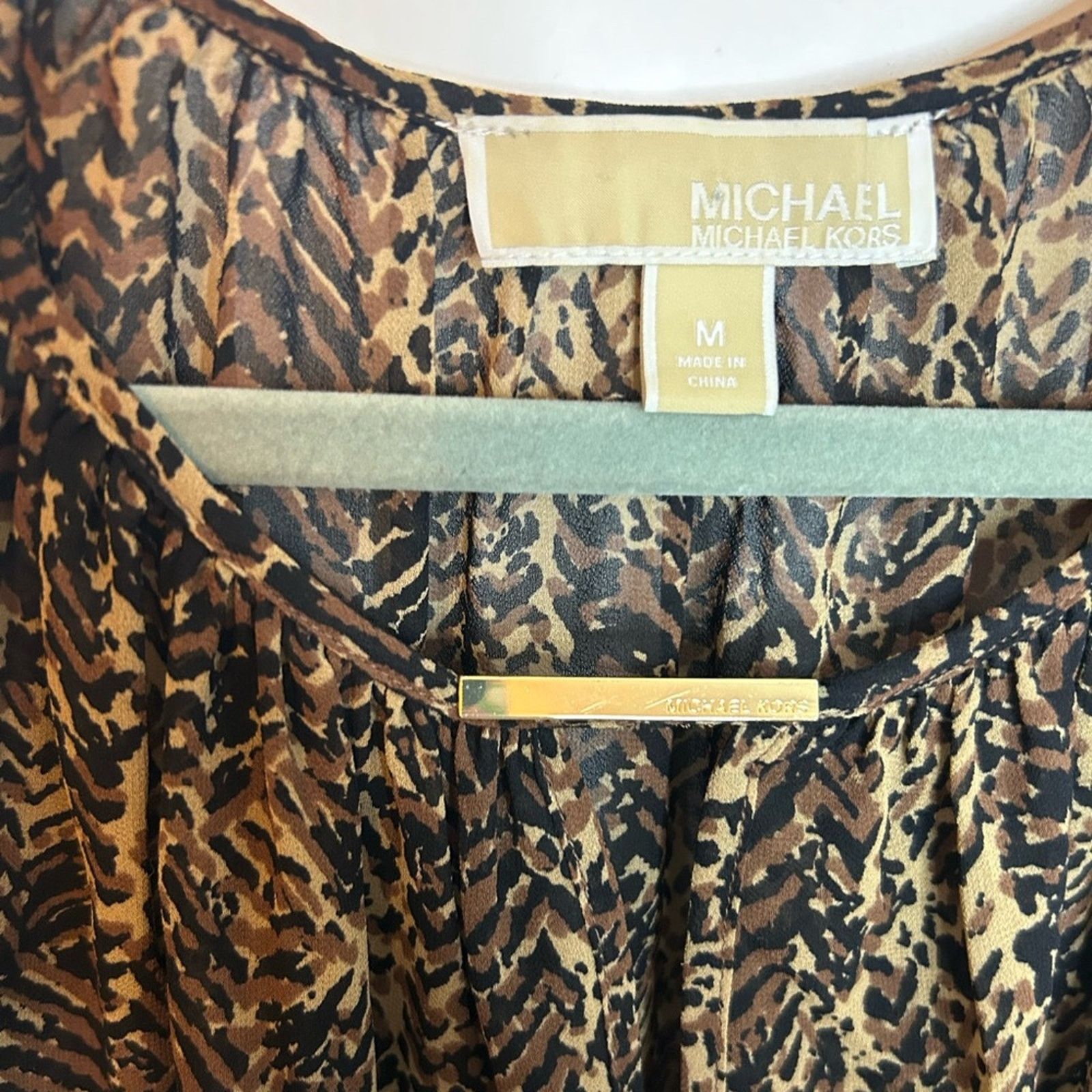 Michael Kors Michael Kors Black Brown Animal Print Open Arm Sheer Blouse Size M / US 6-8 / IT 42-44 - 4 Thumbnail