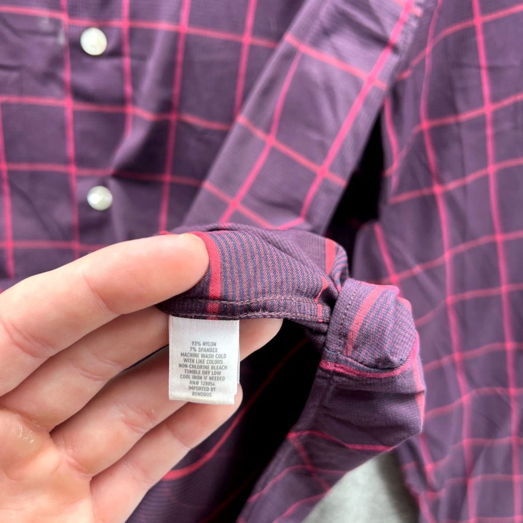 Bonobos Bonobos Shirt Men Large Adult Purple Casual Button Down Slim Fit Windowpane Vtg Size US L / EU 52-54 / 3 - 5 Thumbnail