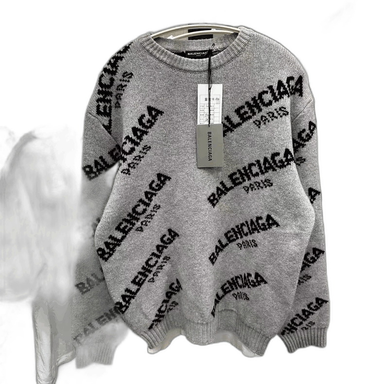 Balenciaga balenciaga gray logo knit sweater Size US L / EU 52-54 / 3 - 1 Thumbnail